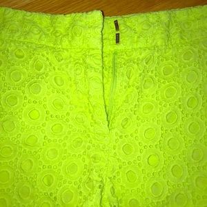 Crown & Ivy Lime Green eyelet shorts